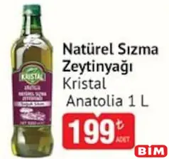KRİSTAL ANATOLİA NATÜREL SIZMA ZEYTİNYAĞI 1 L fiyat ve kampanya bilgisi